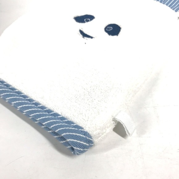 HERMES Baby Mitten Panda Washcloth Pass-Through Body Towel Cotton Kids Blue - Picture 6 of 11